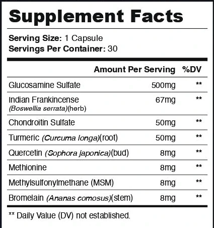The Nervecept Supplement Facts panel listing eight ingredients with amounts per capsule
